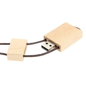 W005 Wooden USB Flash Drive with String